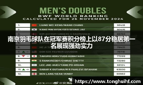 南京羽毛球队在冠军赛积分榜上以87分稳居第一名展现强劲实力
